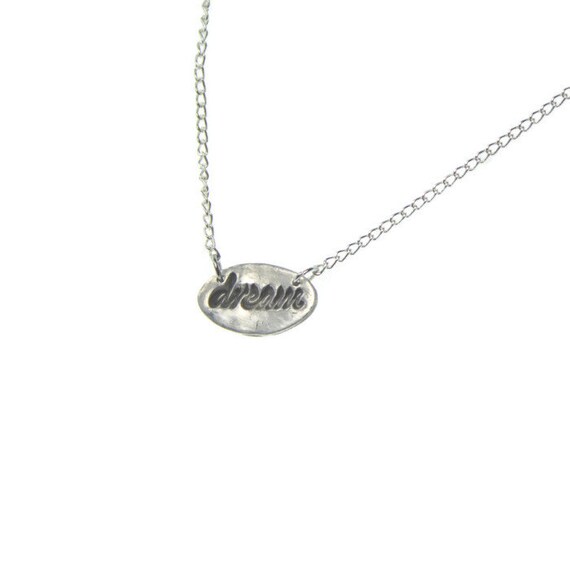 Items similar to Dream Word Necklace, Silver Jewelry, Delicate Necklace