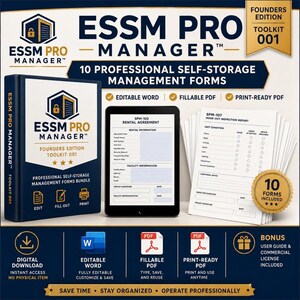 Self Storage Management Forms Bundle, Editable Word & Fillable PDF, Rental Agreement and Business Templates