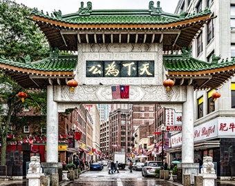 Boston MA Massachusetts Chinatown Gate Travel Street Scene Art Photography Print