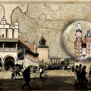 Kraków Cracow Poland Travel Map Globe Art Photo Print Old Town Square Europe City