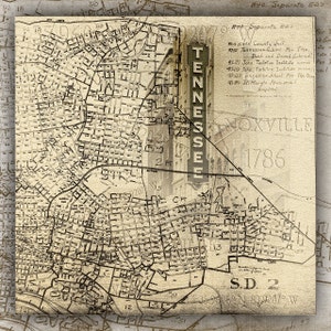 Knoxville Tennessee Theatre Sign Marquee Square Vintage Map Travel Americana Art Photo Print