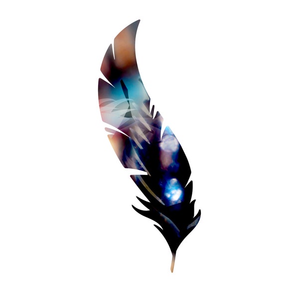 Jewel Feather Multi-color Die Cut Art Sticker Decal