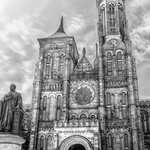 Smithsonian Castle Washington DC Black And White Americana Art Photography Print