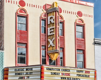 Rex Theatre Marquee Pensacola Fl Florida Art Photography Print