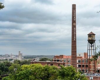Historic Lucky Strike Richmond Virginia VA Brick Skyline Cityscape Brave Urban Color Landmark City Urban Americana Art Photographic  Print