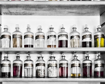 Apothecary Jars Print Pharmacist Pharmacy Doctor Medical Drugstore Bottles Vintage Medicine Art Photo