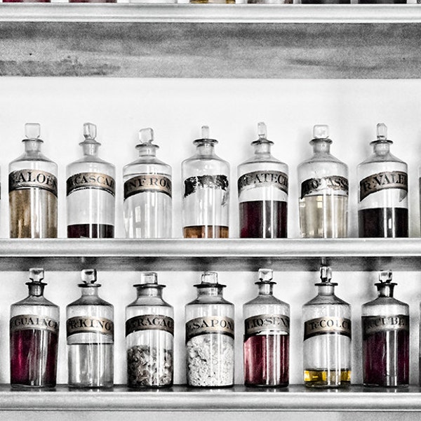 Apothecary Jars Print Pharmacist Pharmacy Doctor Medical Drugstore Bottles Vintage Medicine Art Photo