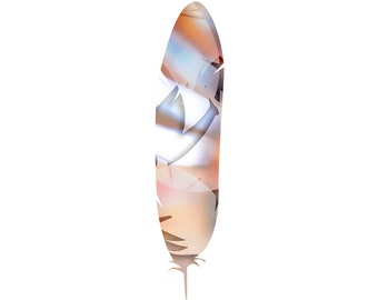 Peach Feather Die Cut Art Sticker Decal
