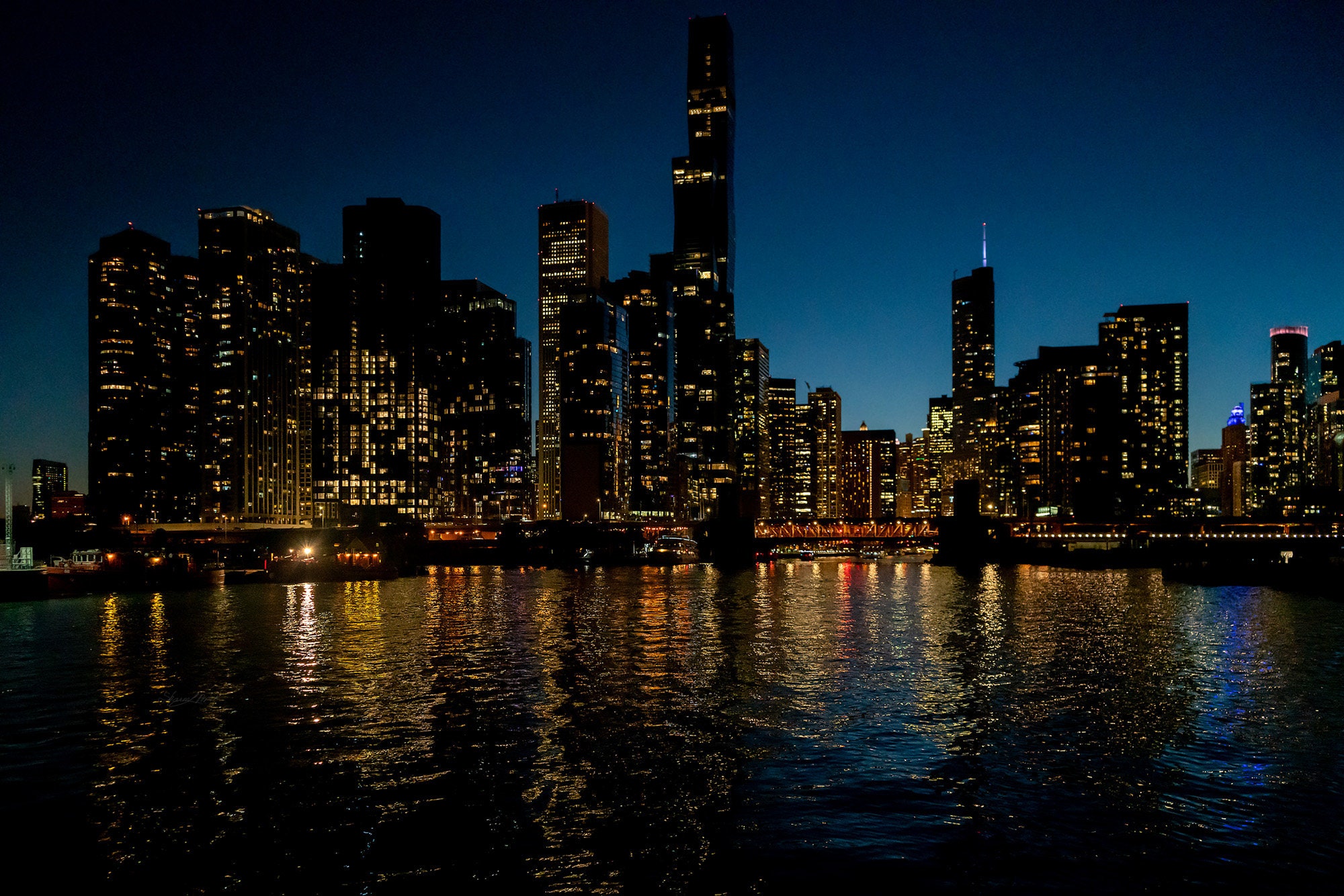 chicago skyline night