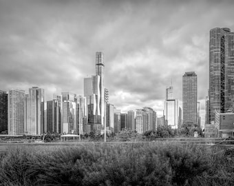 Chicago Skyline Black and White Architecture Cityscape Art Photography Print