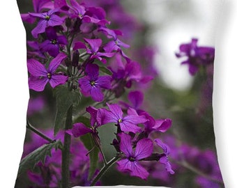 Purple Flower Money Plant Decorative Throw Pillow