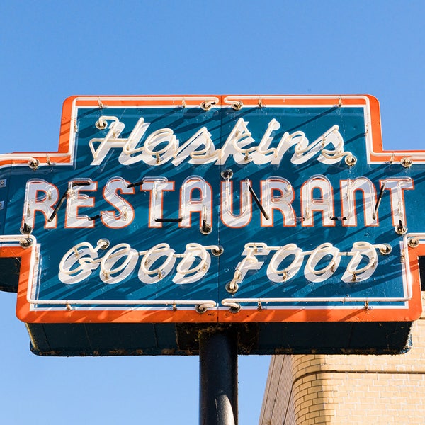 Hoskins Restaurant Marquee Sign Landmark Clinton TN Tennessee Americana Photo Art Print