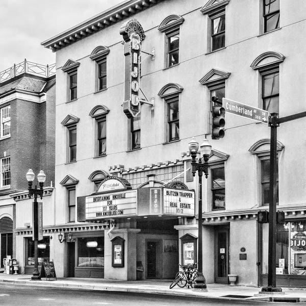 Bijou Theatre Marquee Sign Knoxville Tennessee TN Art black and white Photo Print Americana Travel