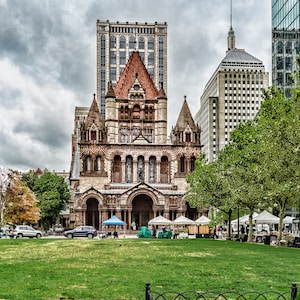 Boston MA Massachusetts Copley Square Trinity Church Travel  Street Scene Art Photography Print