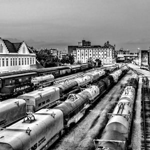 Old City Knoxville Tennessee TN Trains Railroad Black and White  Art Photography Prints
