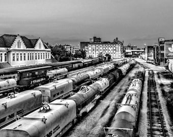 Old City Knoxville Tennessee TN Trains Railroad Black and White  Art Photography Prints