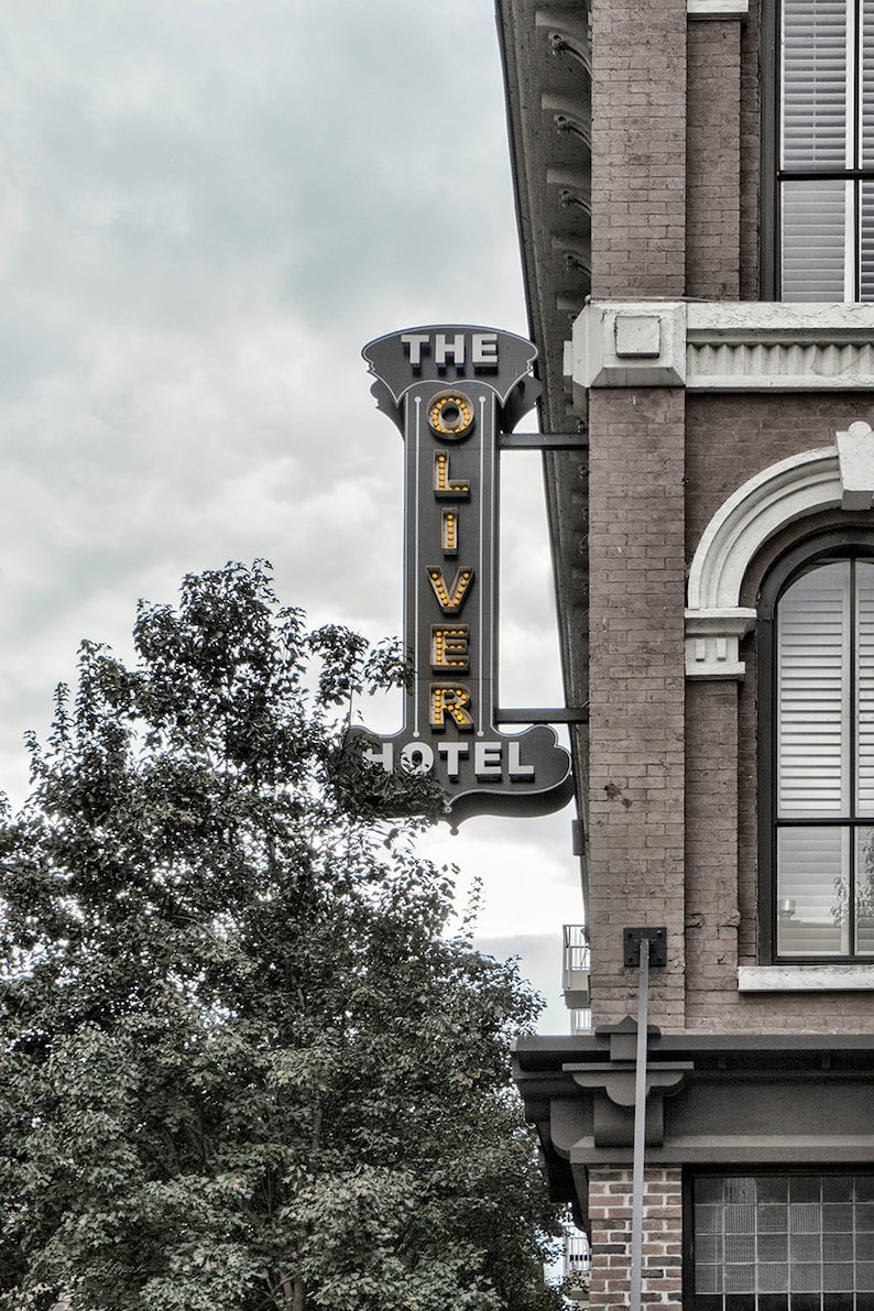 Historic Knoxville Photo Print Oliver Hotel Sign Selective Color
