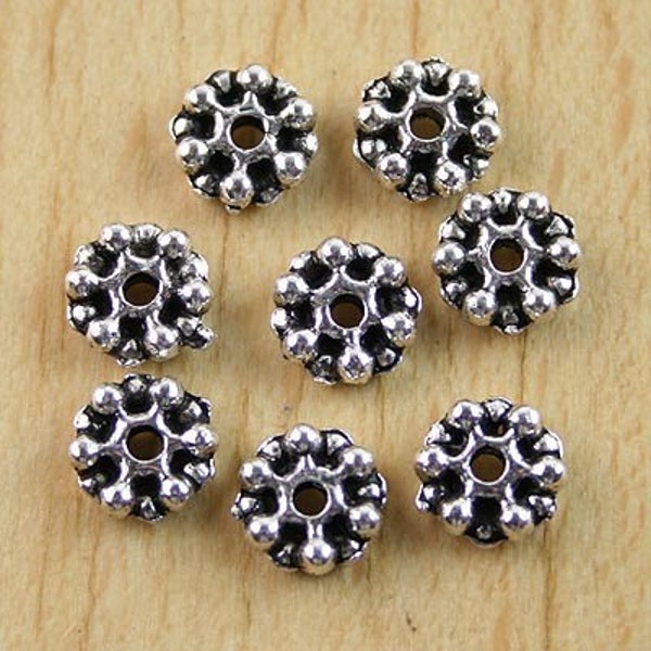 75pcs Silver Beaded Disc Beads Spacer