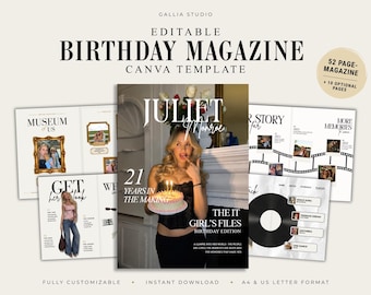 Editable Birthday Magazine Template | Personalized Canva Gift for Her (Digital Download)