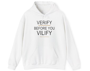Bluza z kapturem „Zweryfikuj, zanim zaczniesz oczerniać” | Bluza unisex z motywem punktów retorycznych