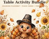 Kids Thanksgiving Coloring Placemats Printable β Table Activity Bundle with Place Cards