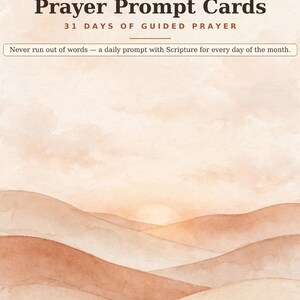 Tarjetas con sugerencias para la oración, 31 días de oración guiada, tarjetas con versículos bíblicos de la versión King James, sugerencias de oración cristianas imprimibles.