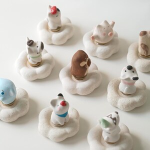 Handmade ceramic animal figurine, spinning desk decor, aroma stone essential oil diffuser, animal lover gift