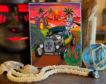 Stampa artistica Hot Rod Tiki: decorazione per auto Kustom Kulture (8x10)