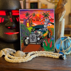 Hot Rod Tiki 8x10 Print Tiki Art Kustom Kulture Classic Car Art Tiki Bar Christmas Gift Rockabilly Tiki Decor Wall Art