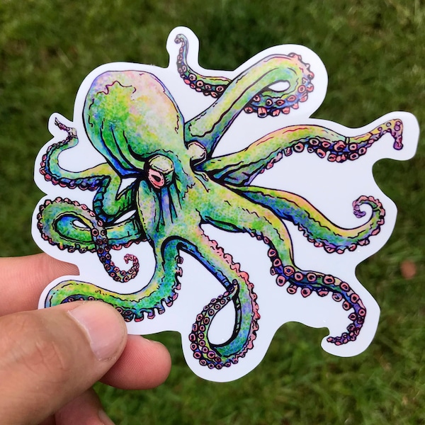 Octopus Sticker, Octopus, Sea Creature Sticker, Die Cut Octopus, Sticker Laptop, Sticker for Hydroflask, stocking stuffers, Christmas gift