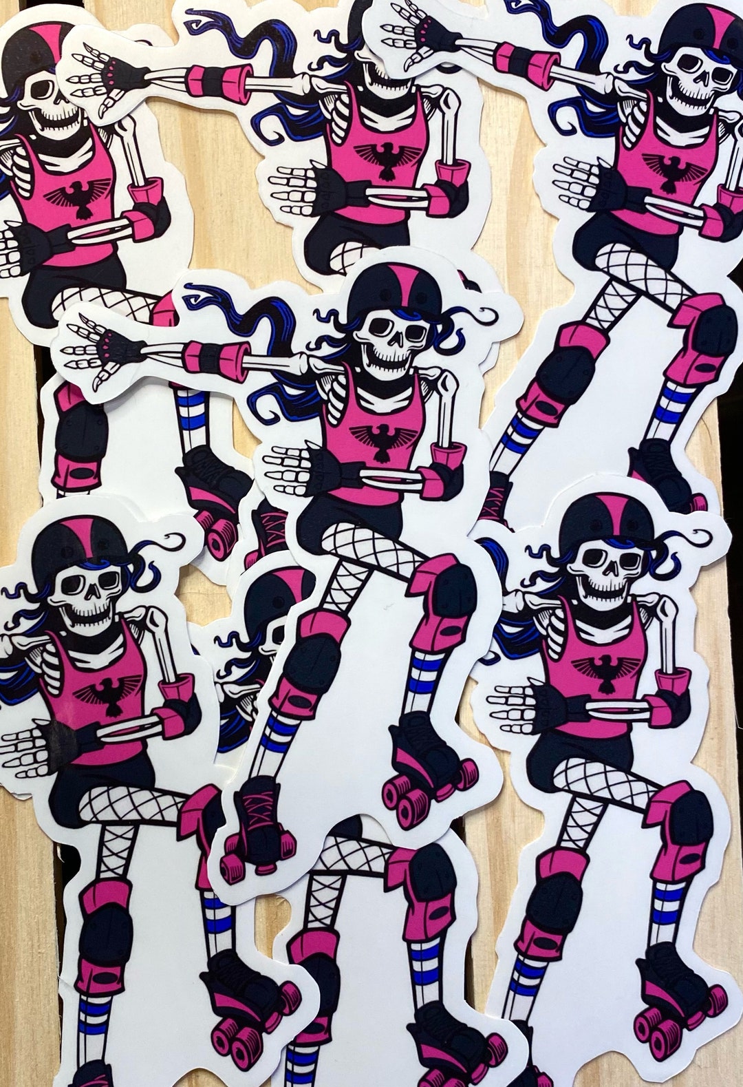 Roller Derby Gift Roller Derby Sticker Skeleton on Roller Etsy