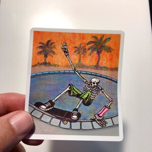 Skeleton Skateboarder Sticker: Waterproof Vinyl Die Cut
