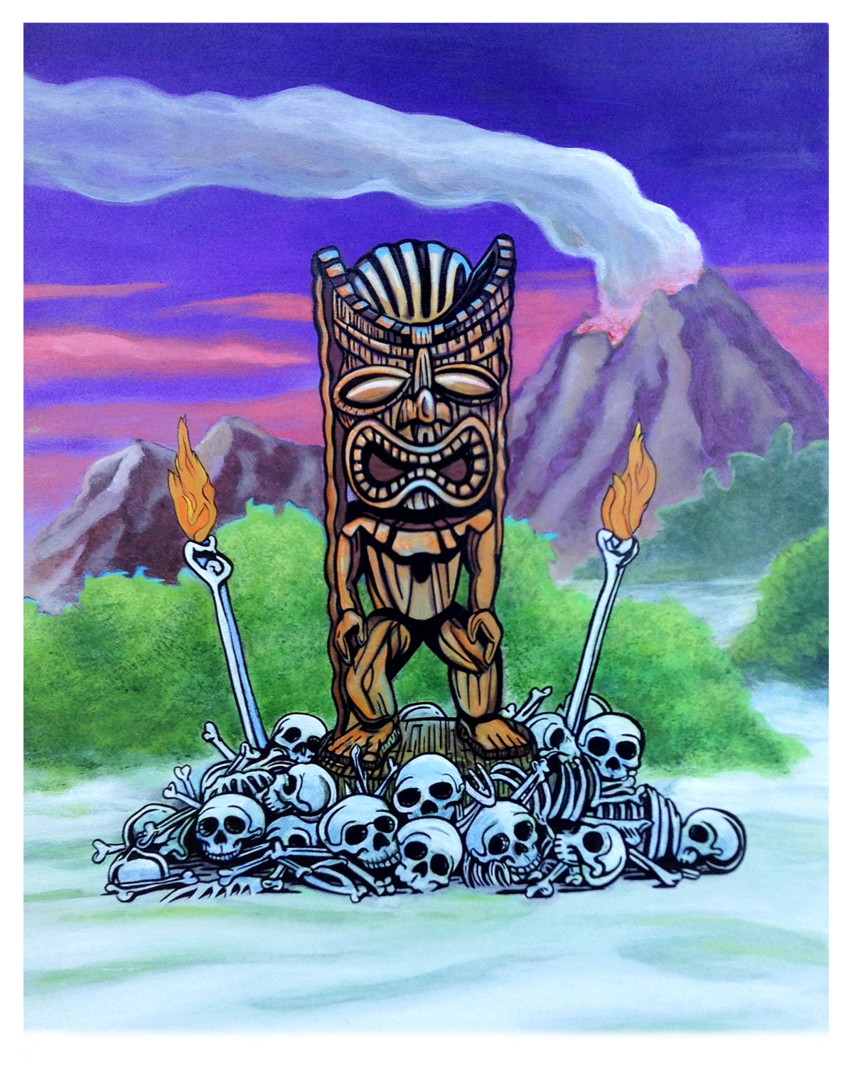 Ku 8x10 Print Hawaiian Tiki War God Tiki Art Tiki Etsy