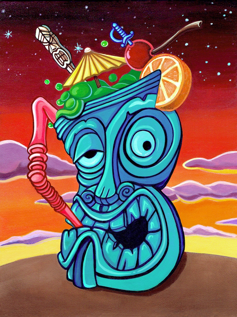 Tiki Mug Topical Decor Tiki Art Tiki Bar Decor Office Art | Etsy