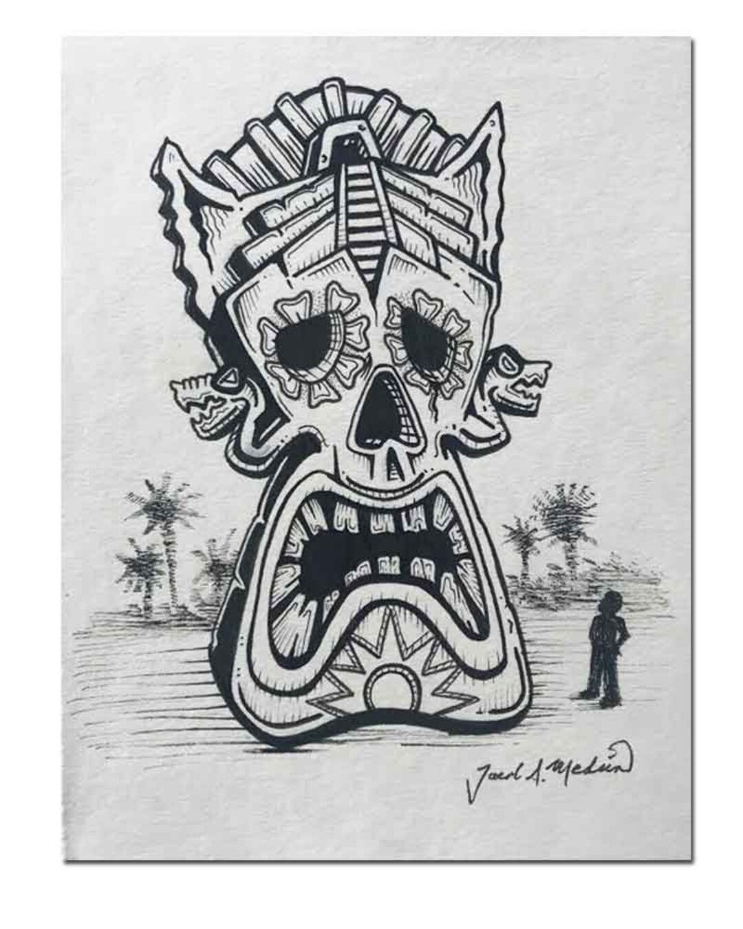 Legendary Aztec Art Original Art Original Drawing. Tiki Etsy