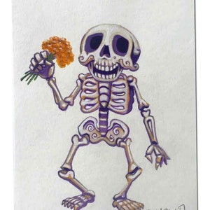 Oryginalna sztuka, Dzień Zmarłych, Ilustracja szkieletu, Walentynki, Prezent ślubny, Dia De Los Muertos, Romantyczny, Prezent świąteczny