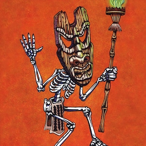 Tiki Dancer, 8x10 Print, day of the dead art, Christmas gift, Tiki god, Tiki, Tiki mask, Tiki bar, Tikis, Tiki Statue, Tiki Torch, Tiki Roof