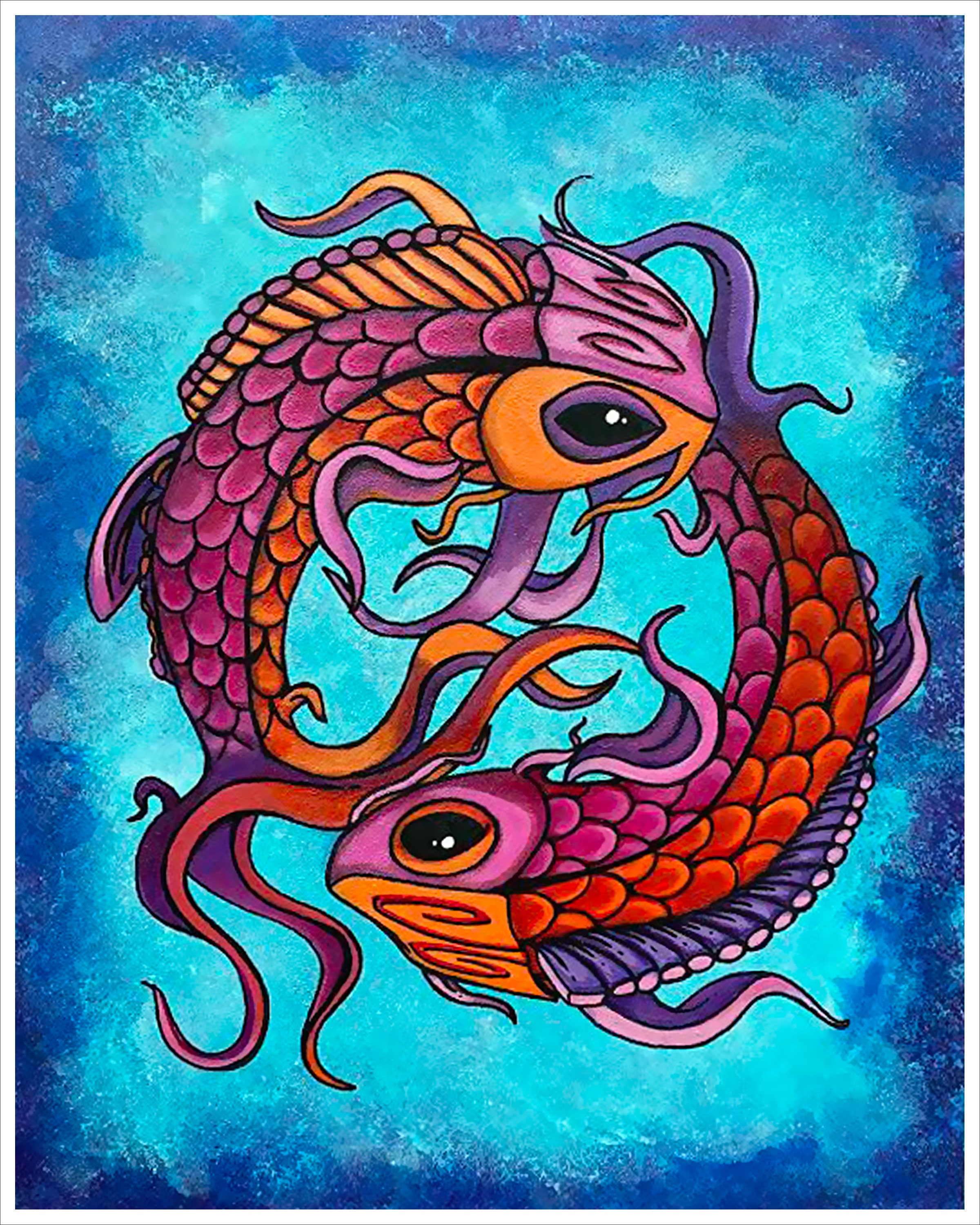 Pisces Art Print, Pisces Fish, Koi Fish, Fish Art, Art Print, 8x10, Ying  and Yang Art, Wall Art, Christmas Gift 