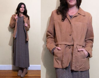 Rare Vintage 1970's Vagabond by Rich Sher Suade Unisex Men's Women's Brown Jacket Coat Western Hippie Boho Size Medium