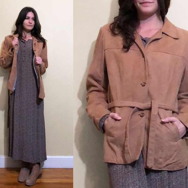 Rare Vintage 1970's Vagabond by Rich Sher Suade Unisex Men's Women's Brown Jacket Coat Western Hippie Boho Size Medium