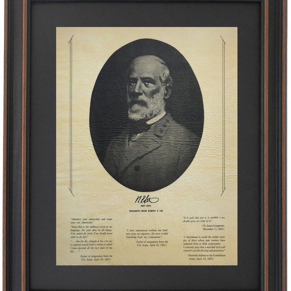 Framed Robert E. Lee Portrait & Quotes. Handmade in USA. Free Shipping!*