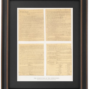 Framed Poster Size Four Page United States Constitution. Handmade in USA. Free Shipping
