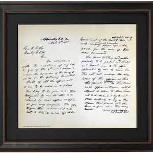 Framed General Grant&#39;s Letter To General Lee Regarding Terms Of Surrender. Handmade in USA. Free Shipping!*