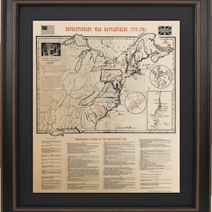 Framed Revolutionary War Battlefields 1775-1781. Standard or Poster Size. Handmade in USA. Free Shipping!*