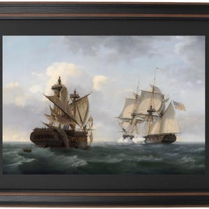 Framed Engagement Between USS United States and HMS Macedonian by Thomas Birch. Standard or Poster Size. Handmade in USA. Free Shipping
