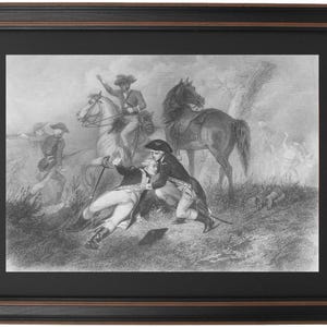 Framed Lafayette Wounded at Brandywine by Charles Henry Jeans. Standard or Poster Size. Handmade in USA. Free Shipping