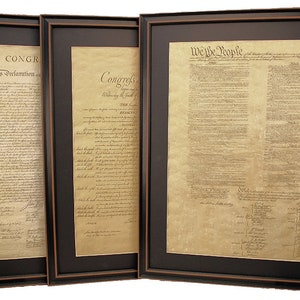 Poster Size Framed Constitution, Bill of Rights, & Declaration of Independence Set. Handmade in USA. Free Shipping!*