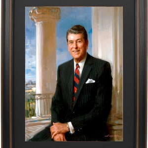 Framed Ronald Reagan White House Portrait by Everett Raymond Kinstler. Standard or Poster Size. Handmade in USA. Free Shipping