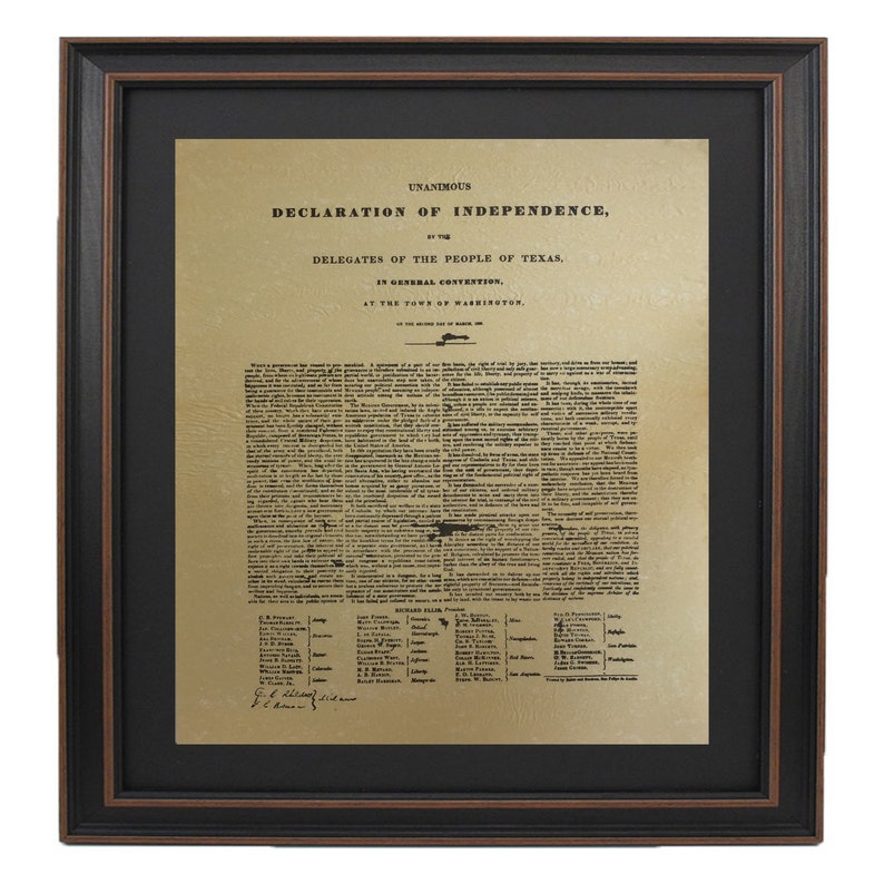 Framed Texas Declaration of Independence. Handmade in USA. - Etsy