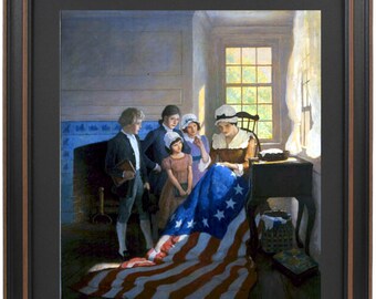 Betsy Ross Making the Flag by N.C. Wyeth. Framed Wall Art. Handmade in USA